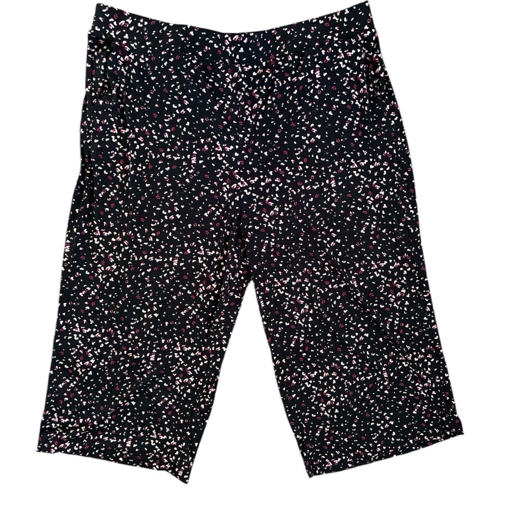 Torrid 4Hearts Pull On Culotte Pants Sz 3X  Black Pink Stretch Rayon Career NWT